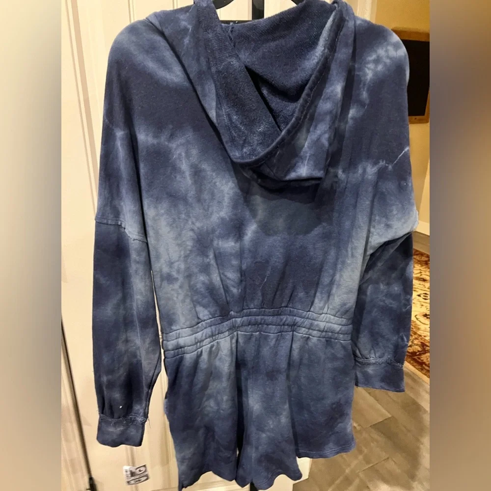 Free People Blue Tie-Dye Hooded Romper